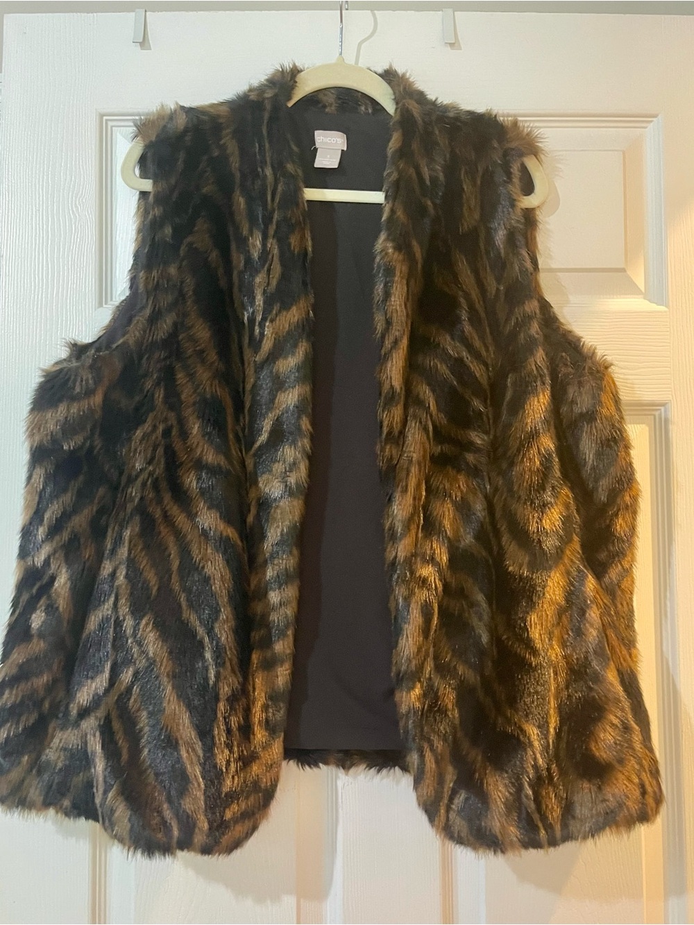 Chico's Faux Fur Vest - Brown & Black - XL